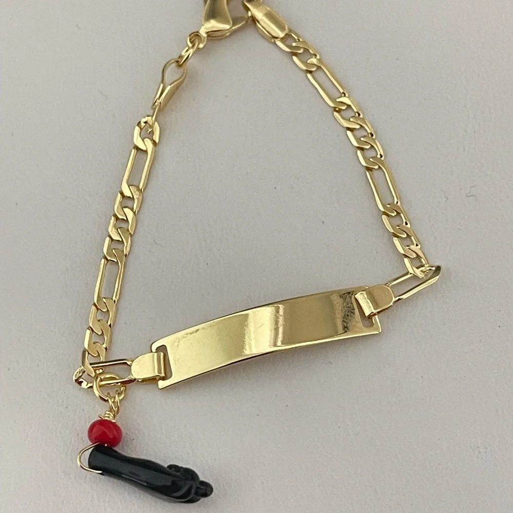 18k Gold Filled Children Figaro Azabache Bracelet